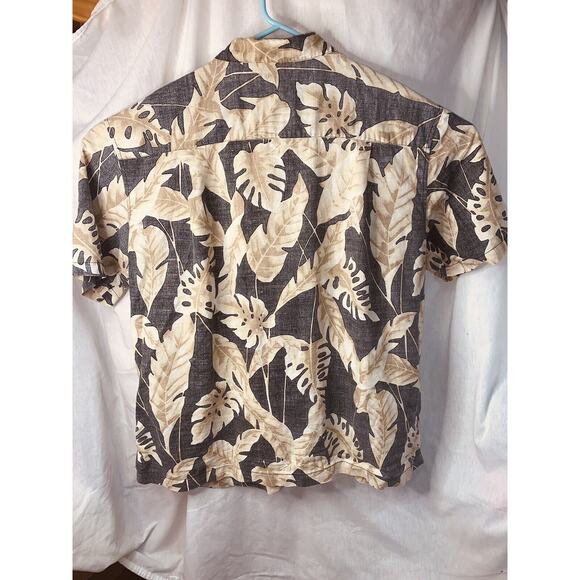 XXL Panama Jack Hawaiian Black Beige Reverse Print Shirt Leaves Floral Aloha EUC - Picture 10 of 16